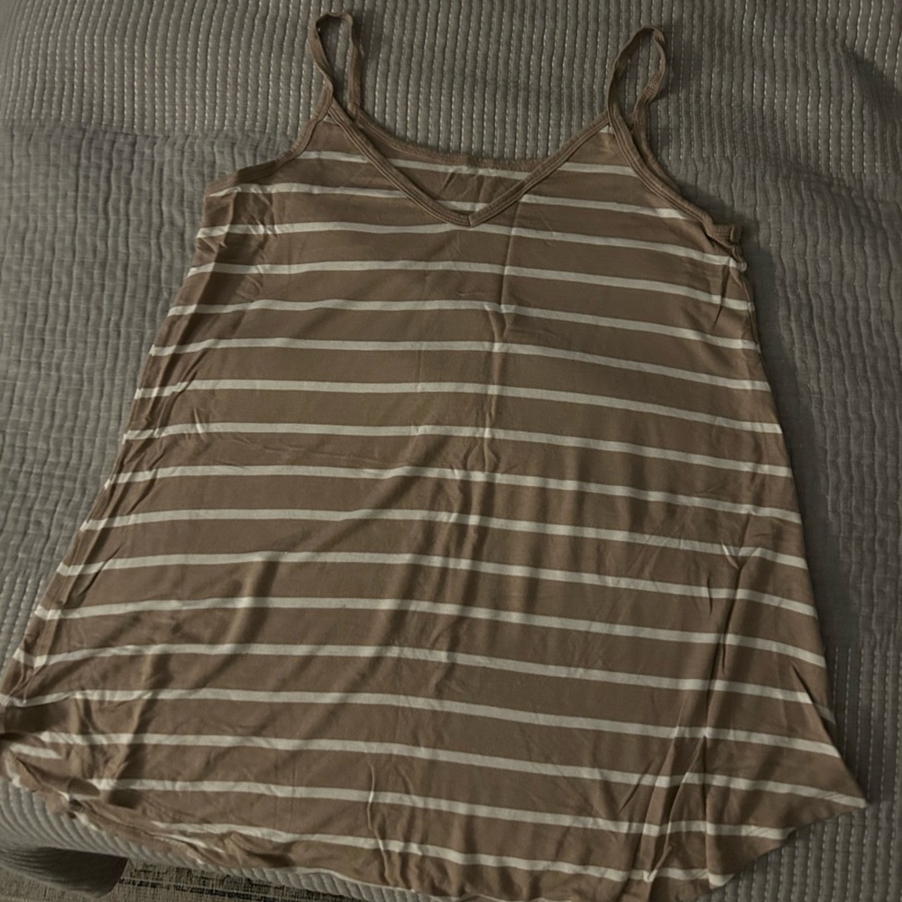 Striped Tan and White Women's Top